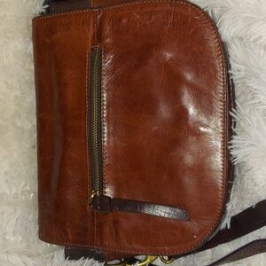 Vintage Tignanello Brown Leather Boho Shoulder Flap-over Crossbody Bag